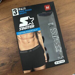 Starter Cotton Essentials Dri-Star Men’s Boxer Briefs Black Sz M NIB 3 Pack